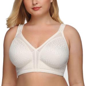 DotVol Women's Full Figure Minimizer Bras Comfort Large Busts Wirefree Non Padded Plus Size Bra (White)