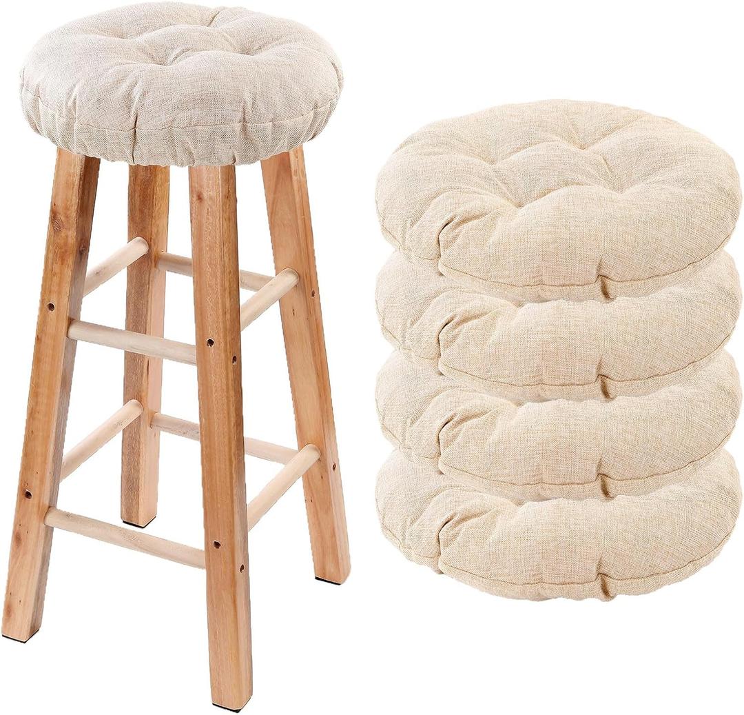 Bar Stool Covers Set of 4, Stool Covers Round with Elastic Band Pad, Soft Stool Seat Covers, Nonslip and Washable, 12 Inch, Beige