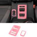 for Bronco Window Lift Switch Control Trim, 2PCS Center Console Rearview Mirror Adjustment Panel Cover Compatible with 2021-2025 Ford Bronco Interior Accessories, Pink