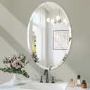 Frameless Oval Mirror, 18"x26" Bathroom Vanity Mirrors with Beveled Edge, Decorative Oval Wall Mirrors for Bedroom, Entryway, Living Room, Hangs Horizontally or Vertically