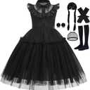 Princess Black Dress for Girls Halloween Carnival Christmas Cosplay Costume (7-8 Years)