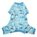 Mycutepaws Dog Pajamas, Soft Stretchy Pet Pajamas for Small Medium Dogs - Cute Dog Pajama Onesie with Shark Print, Breathable & Stretchable Dog Pjs for Summer (Blue, M)