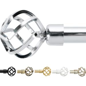 gb Home Collection Adjustable Silver Curtain Rods for Windows 48 to 84 Inch (4-7 Feet), Silver Curtain Rod for Bedroom (48-84 inches)
