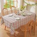 Alsoo Easter Checkered Tablecloth Rectangle 60"x 75", Cotton Linen Spring Outdoor Gingham Table Cloth Washable Wrinkle Free, Buffalo Plaid Table Cover for Party Kitchen Dining Room, Colorful Purple