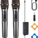 Wireless Handheld Microphones for Singing with 500 FT Reception | 2.4GHz, Rechargeable, Plug and Play, 2 Pack Microphones for Karaoke DJ Party Speech Classroom Wedding Church