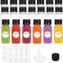 16 Pack 2 oz Shot Bottles with Caps, Mini Reusable Plastic Ginger Shots Bottle Leakproof Juice Shot Bottles with Lids for Juice, Oil and Liquid Samples, Small Containers for DIY, Travel