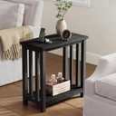 ChooChoo Black End Table for Small Spaces, Narrow Side Table, Night Stand with Storage Shelf for Living Room and Bedroom, 11.81 x 23.62 x 23.62 inches