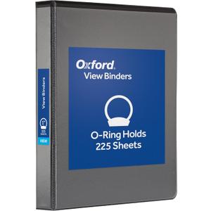 Oxford Ring Binders, 1" Round Ring Binders, View Binder, Covers on 3 Sides, XtraLife Hinge, Non-Stick, PVC-Free, Black, 225 Sheet Capacity (1002546)