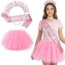 3pcs Birthday Tutu Skirt Accessories Set for Women Pink (Pink)
