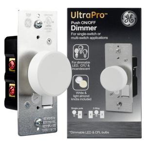 GE Single Pole Rotating Dimmer Switch, Rotate On/Off, Use with Dimmable LED, CFL, and Incandescent Bulbs, Includes Two Knob Colors, UL Listed, White/Light Almond, 18021