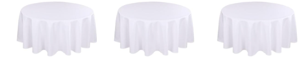 Kesfey 3 Packs Round Tablecloth 70 Inches White Polyester Table Cloths Stain and Wrinkle Resistant Tablecloths for Round Tables Washable Circle Fabric Tablecovers for Wedding Camping Banquet Parties