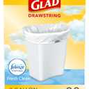 Glad Medium Trash Bags, 8 Gallon, Febreze Fresh Clean Garbage Bags, With Odor Control and Drawstring, 80 Count