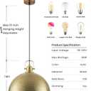 Gold Pendant Light 16 inch, Hammered Large Dome Pendant Light, Industrial Farmhouse Pendant Lights Kitchen Island, Gold Kitchen Pendant Lights for Kitchen, Dining Room Living Room 2 Pack