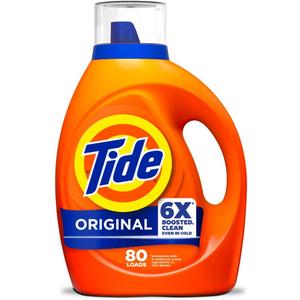 Tide Laundry Detergent Liquid, Original Scent, 80 Loads, 100 FL OZ, Works on 100% of Common Stains, Laundry Soap, Liquid Laundry Detergent