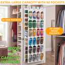 40-50 Pairs Over the Door Shoe Organizer, Large Double-Sided Pockets Hanging Shoe Rack, Space-Saving Closet Door Organizer Fits Boots,Sneakers or Larger Shoes,Shoe Storage for Bedroom, Closet,Entryway