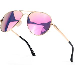 SIPHEW Womens Aviator Polarized Sunglasses - Oversized Mirrored Double Bridge Sunglasses w UV Protection for Women/Men