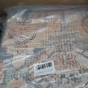 Bavni Washable Rug 8x10 Area Rug for Living Room Bedroom Dining, Washable Vintage Print Carpet, Ultra-Thin Chenille Low Pile Lightweight Rug with Non Slip Backing, Clay