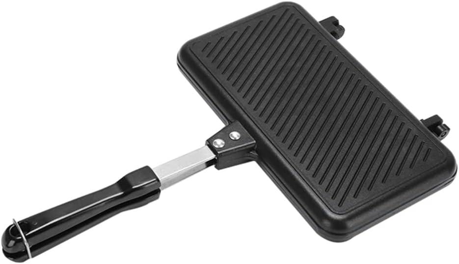 Hemoton Double-Sided Non-Stick Sandwich Maker Pan Aluminum Frying Pan for Breakfast Grilled Cheese and Campfire Cooking