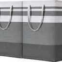 BOOMIBOO 2 Pack Large Laundry Basket, Waterproof Freestanding Laundry Hamper, Collapsible Clothes Basket with Easy Carry Handles in Laundry Room Bathroom Bedroom Dorm, Gradient Grey, 75L