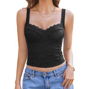 Avidlove Summer Lace Tank Tops Sweetheart Neck Crop Top Adjustable Strap Going Out 2025 Cami (Small, Red)