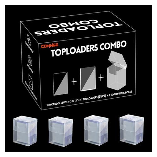 Card Sleeves Toploaders Deck Box - 3"X4" Top Loaders Holder, Penny Sleeves, Crystal Clear Toploader Deck Box, Premium Card Holder Protector for Standard Trading Sport Baseball Football Game Cards