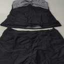 Plus Size Tankini Swimsuit for Women - Two Piece Tummy Control Bathing Suit Tankini Top with Two Pockets Shorts Black Striped 20 Plus