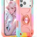 MARKILL Compatible with iPhone 17 Pro Case 6.3 Inch with Ring Stand, Military Grade Drop Protection Full Body Rugged Heavy Duty Case 3 in 1 Protective Durable Cover (Rainbow Pink)