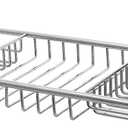 Cabilock Stainless Steel Expandable Bathtub Tray, Chrome Polished Telescopic Bath Tub Shelf, Bathroom Organizer for Soap, Shampoo, Phone and Sundries (24.8" x 7.9" x 1.6", Silver)