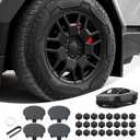 4PCS Wheel Center Hub Caps Cover and 24PCS Lug Nut Covers, Hub Center ABS Caps Set Compatible with Tesla Cybertruck 2024 Accessories(Matte Black)