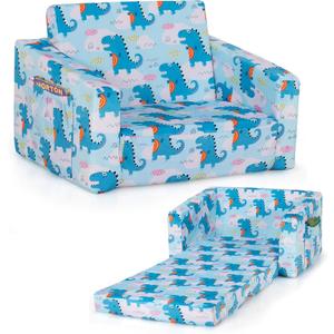 Kids Sofa, 2-in-1 Convertible Sofa to Lounger for Children with Side Storage Pocket, Flip Open Couch with Cut Patterns, Lightweight Toddler Furniture for Boys Girls (Dinosaur)