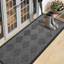 Smiry Front Door Mat Outside Entrance, Heavy Duty Outdoor Indoor Natural Rubber Doormat, Non Slip, Trap Dirt and Moisture, Easy Clean, Low Profile Patio Porch Entryway Mat, 47x17, Grey