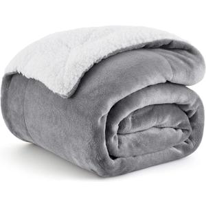 Bedsure GentleSoft Sherpa Fleece Throw Blanket Twin Size for Couch - Thick and Warm Throw for Women and Men, Soft Fuzzy Plush Blanke for Winter, Grey, 60x80 Inches