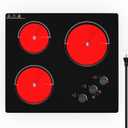 VBGK Electric Cooktop,24 inch 220V Stove Top,Touch and Knob Control,LED,9 Power Levels, Kids Lock &Timer,Overheat Protection,5000W 3 burner electric cooktop.