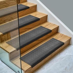 Ottomanson Indoor/Outdoor Hose-Wash Coin Design Non-Slip Rubber 10" x 30" Modern Stair Treads for Stairs, Garage, Patio, 15 Pack, Black Coin Ottomanson Indoor/Outdoor Hose-Wash Coin Design Non-Slip Rubber 10" x 30" Modern Stair Treads for Stairs, Garage, Patio, 15 Pack, Black Coin