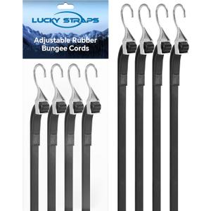 36 Inch Adjustable Rubber Bungee Cords, Easy to Adjust from 6" to 36", Black Bungee Straps with 1.9X Stretch, Rubber Tarp Straps with Crimped S Hooks for Cargo, Tarps, Van, Truck, Motorcycle (8 Pcs)