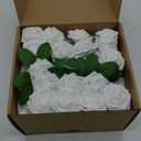 AmyHomie Artificial Flowers White Rose 100pcs Real Looking Fake Roses w/Stem for DIY Wedding Bouquets Centerpieces Arrangements Party Baby Shower Home Decorations