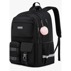 School Backpack for Teen Girls & College Women - Anti-Theft & Water Resistant 17.3 Inch Laptop Mochilas Bookbag - Large Ergonomic Straps Backpack, Classic Black