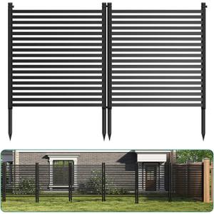 Outdoor Privacy Fence Panels, 48" h x 71" w No-Dig Metal Garden Fence, Rustproof Decorative Panels for AC Unit Cover, Pool Pump, Trash Can Enclosure, Yard & Flower Bed Border, Easy Install