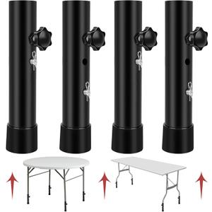 8 PCS Folding Table Leg Extenders, 2 Levels Adjustable Height Folding Table Leg Risers, Heavy Duty Metal Desk Leg Extensions, Rise Table Height 3.6in | 5.2in