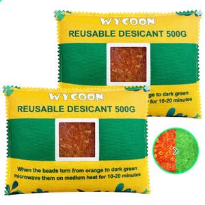 Rechargeable Desiccant Pack 2 x 500g, Moisture Absorber with Transparent Indicator Window, Silica Gel Desiccant Dehumidifier for Closet, Basement, Gun Safe, RV, Garage & Storage Rechargeable Desiccant Pack 2 x 500g, Moisture Absorber with Transparent Indicator Window, Silica Gel Desiccant Dehumidifier for Closet, Basement, Gun Safe, RV, Garage & Storage
