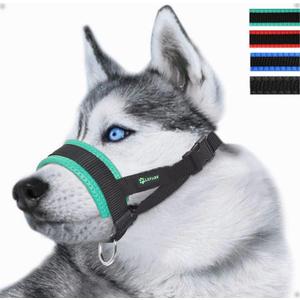 Nylon Dog Muzzle for Small,Medium,Large Dogs Prevent from Biting,Barking and Chewing,Adjustable Loop(L/Green)