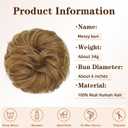 Messy Bun Hair Piece Human Hair Curly Buns Hair Piece for Women Updo Hairpiece for Daily Wear Ponytail ExtensionCaramel Blonde/Brown