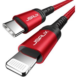 JSAUX USB C to Lightning Cable 6FT, [Apple MFi Certified] iPhone Cord Compatible with iPhone 14/14 Plus/14 Pro/14 Pro Max/13/13 Mini/13 Pro/13 Pro Max/12 Pro Max/11 Pro Max - Red