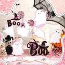 2 x Soulchen 24 Pcs Glitter Pink Ghost Centerpiece Sticks Halloween Ghost Boo Theme Party Table Topper Centerpiece Decorations for Halloween Party Baby Shower Supplies