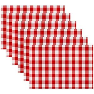 Urban VillaPlacemats for Dining Table 100% Cotton Placemats 14''x20'' Over Sized Tablemats Set of 6Placemats Red/White Buffalo Check Tablemats for Family Dinners Wedding PartiesPlacemats,Red/White Checks, 14" x 20"