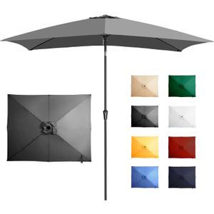 Ayge 6.5 Rectangular patio Umbrella rectangle pool Umbrella for patio Grey | Ribs, push-button tilt & crank. UPF50+ waterproof canopy. Rust-resistant pole. Fits patio table, backyard, pool.