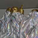 Jetec 4 Pcs 17" Christmas Inflatable Ball Ornament with Glitter Cloth Cover, Large PVC Xmas Blow up Ornaments Holiday Blow Ball for Yard Outdoor Lawn Porch Decorations (Round,Iridescent)