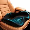 Car Seat Cushion for Long Driving, Extra Large Memory Foam Seat Cushion for Sciatica Pain Relief, Car Essentials Orthopedic Pillow for Back Support, Tailbone Pain Relief Cushion (Black)