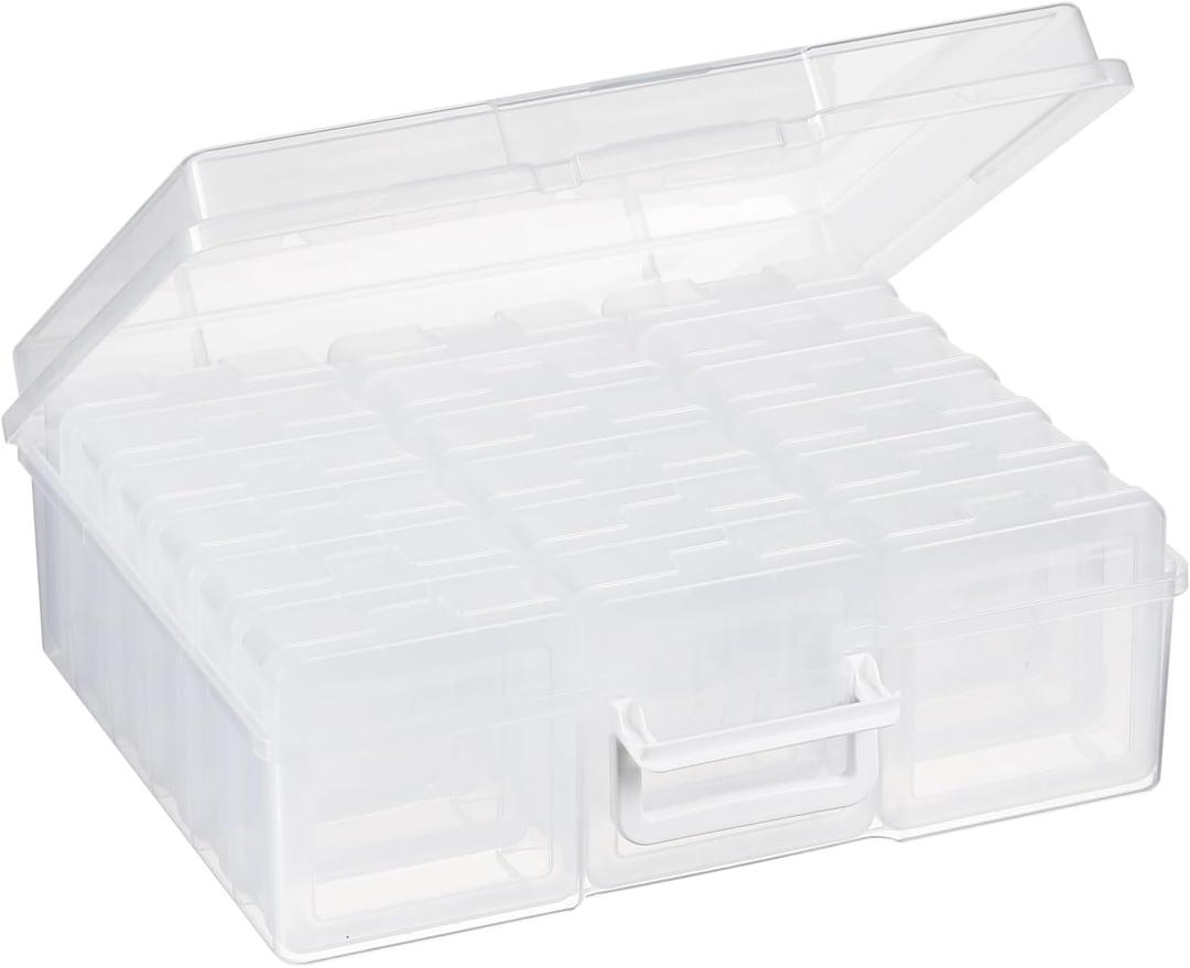 Colored and Clear Plastic Hobby Art Craft Organizer, Mini Storage Containers with Latching Lid, Acid-Free Box for Pencil,Scrapbooking,Photo (Small - 18 Pack Clear)