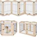 unipaws 132" Extra Wide Dog Gate and Pet Playpen, Free Standing Tall Fence with Walk Through Door, Barriers for Home, Use as Indoor Dogs Cats Pen, Rabbit Pen, Nature